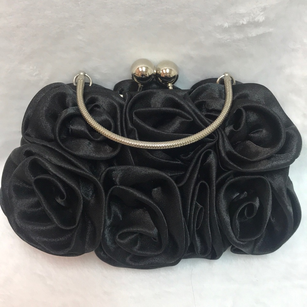 Ooh la lily Black Satin Evening Bag